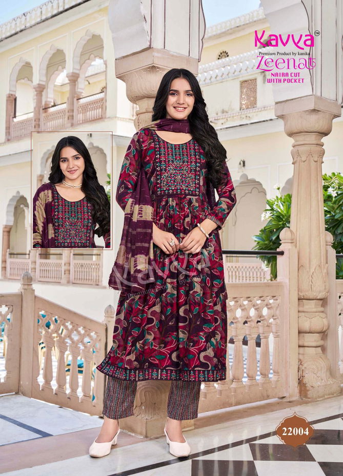 Zeenat Vol 22 By Kavya Capsule Foil Printed Kurti With Bottom Dupatta Wholesale Price In Surat
